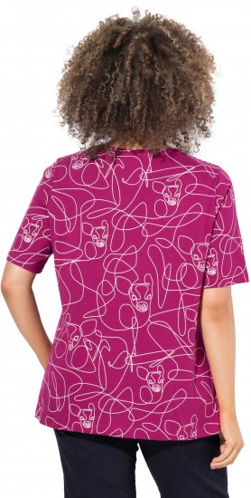 Ulla Popken Abstract Animal Print Short Sleeve Tee Magnolia Red - T-shirts imprimés pour femme - 