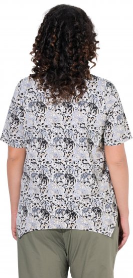 Ulla Popken Half-sleeve A-line V-neck Pointed Hem Animal Pattern T-shirt Moss - T-shirts imprimés pour femme - 