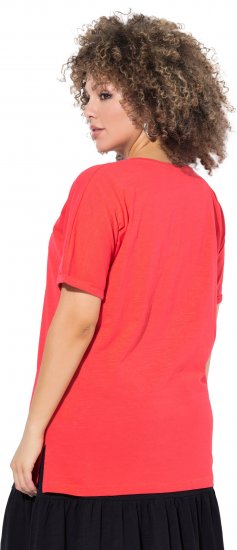Ulla Popken Bow Short Sleeve Graphic Tee Light Red - T-shirts imprimés pour femme - 