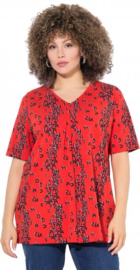 Ulla Popken Letter Print Short Sleeve Tee Red - T-shirts imprimés pour femme - 