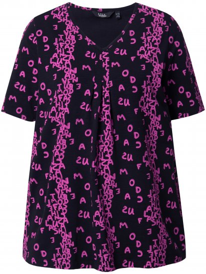 Ulla Popken Letter Print Short Sleeve Tee Magnolia Red - T-shirts imprimés pour femme - 