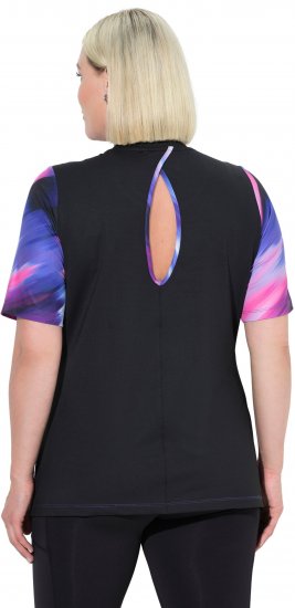 Ulla Popken Cutout Abstract Print Short Sleeve Tee Ink Blue - T-shirts imprimés pour femme - 