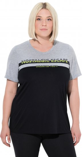 Ulla Popken Nostalgic Escape Performance T-Shirt Black - T-shirts imprimés pour femme - 