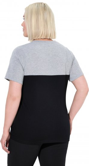 Ulla Popken Nostalgic Escape Performance T-Shirt Black - T-shirts imprimés pour femme - 