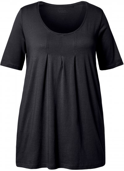 Ulla Popken Essential Front Pleat Tee Black - T-shirts - 