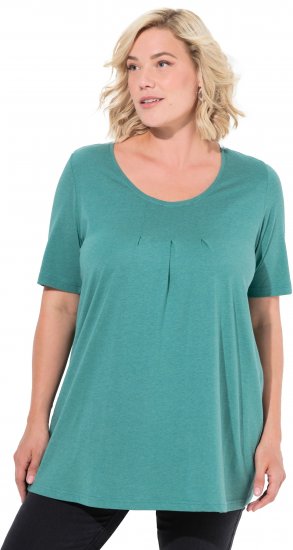 Ulla Popken Essential Front Pleat Tee Green - T-shirts - 