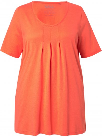 Ulla Popken Essential Front Pleat Tee Pink Coral - T-shirts - 