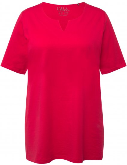Ulla Popken Essential Notch Neck Stretch Tee Red - T-shirts - 