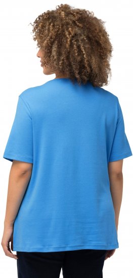 Ulla Popken Double Layer Rounded V-Neck Slim Fit Tee Sky Blue - T-shirts - 