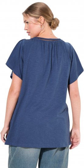 Ulla Popken Wing Sleeve V-Neck Tee Navy - T-shirts - 