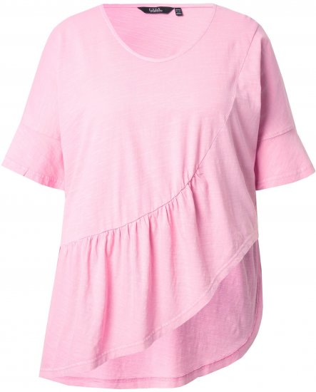 Ulla Popken Asymmetric Flounce Panel Short Sleeve Tee Pink - T-shirts - 