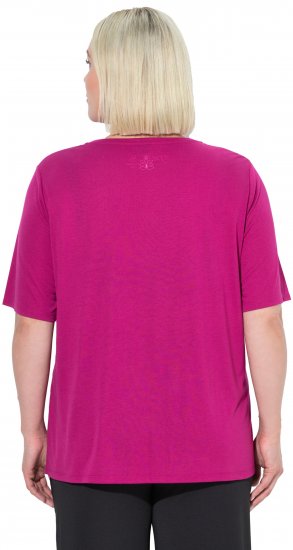 Ulla Popken Antibacterial Short Sleeve Draped Tee Light Magenta - T-shirts - 