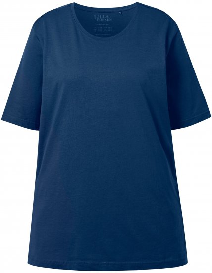 Ulla Popken Basic Round Neck Short Sleeve Relaxed Fit T-Shirt Dark Blue - T-shirts - 
