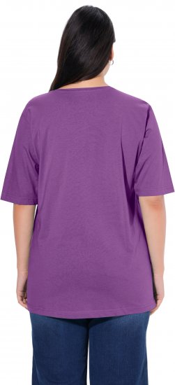 Ulla Popken Basic Round Neck Short Sleeve Relaxed Fit T-Shirt Purple - T-shirts - 