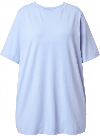 Ulla Popken Basic Round Neck Short Sleeve T-Shirt Light Blue - T-shirts - 