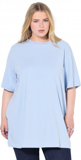 Ulla Popken Basic Round Neck Short Sleeve T-Shirt Light Blue - T-shirts - 