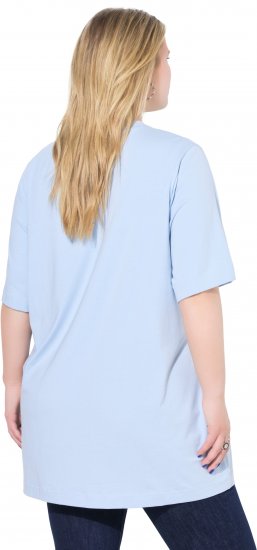 Ulla Popken Basic Round Neck Short Sleeve T-Shirt Light Blue - T-shirts - 