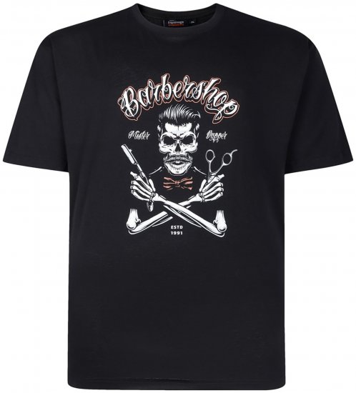 Espionage T437 Barbers Shop Printed T-Shirt Black - T-shirts - T-shirts Homme Grande Taille