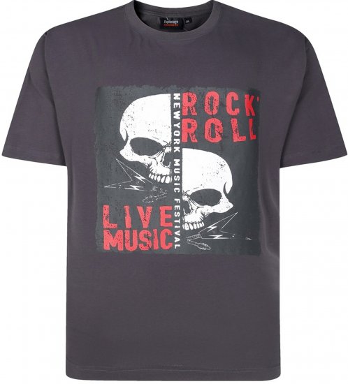 Espionage T437 Rock N' Roll Printed T-Shirt Charcoal - T-shirts avec impression - 