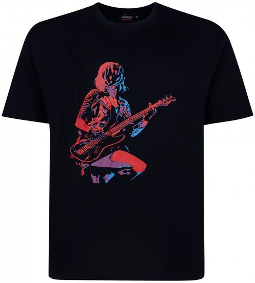 Espionage T454 Abstract Guitarist Printed T-Shirt Navy - T-shirts avec impression - 