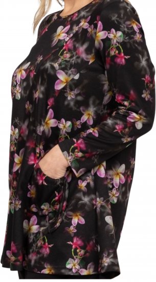 Scandinavian Caramel Flowers Tunic Red and Pink - T-shirts imprimés pour femme - 