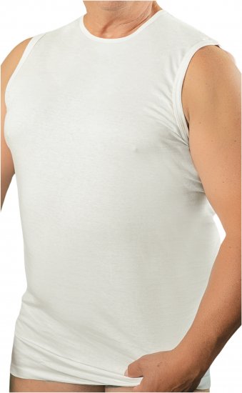 20 Nodi 1004 Sleeveless Crew Neck Shirt in Combed Cotton Jersey White - Maillot de corps - Maillot de corps homme grande taille