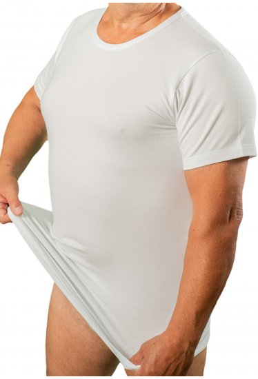 20 Nodi 9002 Short Sleeve Crew Neck in Stretch Cotton White - Maillot de corps - Maillot de corps homme grande taille