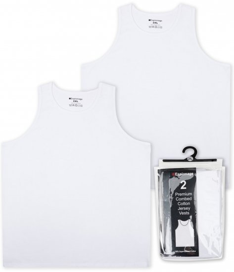 Espionage U011 Twin Pack Tanktop White - Sous-vêtements & bain - Sous-vêtements Grande Taille