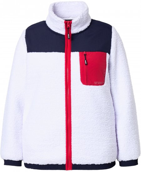Ulla Popken Color Block Teddy Fleece Jacket Snow White - Sweatshirts & hoodies - 