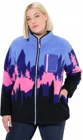 Ulla Popken Alpine Landscape Fleece Jacket Cloud Blue - Sweatshirts & hoodies - 