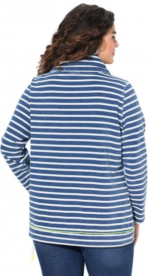 Ulla Popken Striped Turtleneck Neon Detail Sweatshirt Indigo Denim - Sweatshirts & hoodies - 