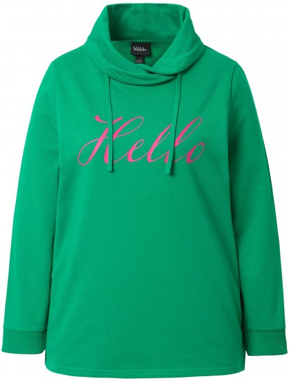 Ulla Popken HELLO Classic Fit Stand-Up Collar Sweatshirt Emerald Green - Sweatshirts & hoodies - 