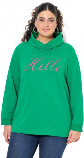 Ulla Popken HELLO Classic Fit Stand-Up Collar Sweatshirt Emerald Green - Sweatshirts & hoodies - 