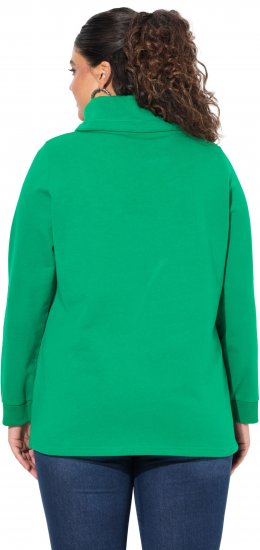 Ulla Popken HELLO Classic Fit Stand-Up Collar Sweatshirt Emerald Green - Sweatshirts & hoodies - 