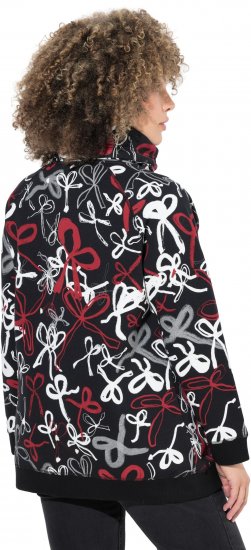 Ulla Popken Ribbon Print Turtleneck Sweatshirt Black - Sweatshirts & hoodies - 