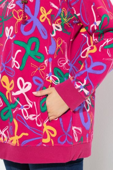 Ulla Popken Ribbon Print Turtleneck Sweatshirt Cherry Red - Sweatshirts & hoodies - Sweats, Hoodies & Maille Douillets