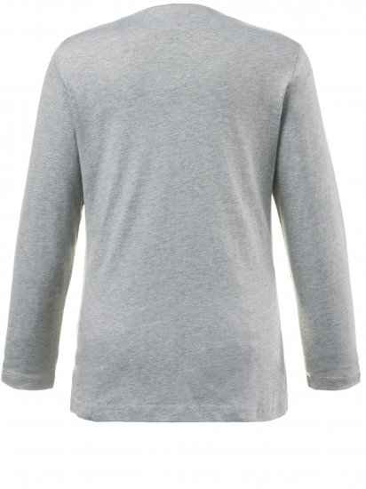 Ulla Popken Basic Round Neck Long Sleeve Slim Fit Cotton Tee Light Grey Melange - T-shirts - 