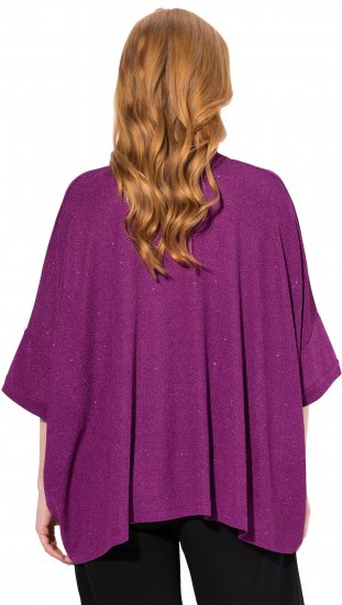 Ulla Popken Sparkling Draped Collared Tee Mulberry - T-shirts imprimés pour femme - 