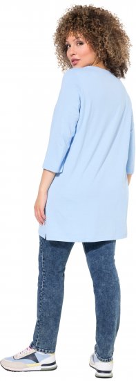 Ulla Popken Floral Motif 3/4 Sleeve Tunic Tee Light Blue - T-shirts imprimés pour femme - 