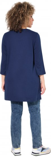 Ulla Popken Floral Motif 3/4 Sleeve Tunic Tee Ink Blue - T-shirts imprimés pour femme - 