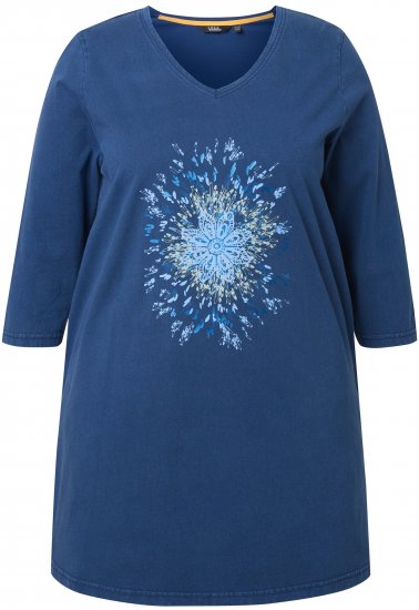 Ulla Popken Floral Print 3/4 Sleeve V-Neck Tee Mint Green - T-shirts imprimés pour femme - 