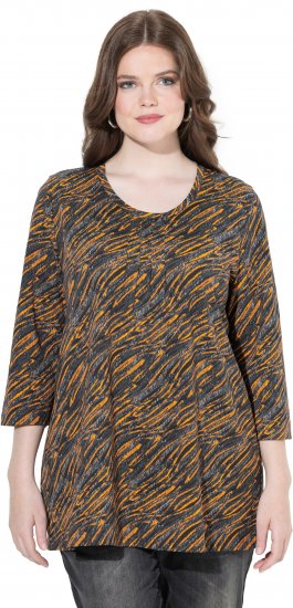 Ulla Popken Graphic Print 3/4 Sleeve Tee Neon Orange - T-shirts imprimés pour femme - 