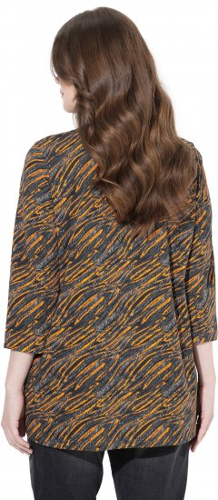 Ulla Popken Graphic Print 3/4 Sleeve Tee Neon Orange - T-shirts imprimés pour femme - 