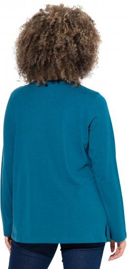 Ulla Popken Holiday Long Sleeve Graphic Tee Teal - T-shirts imprimés pour femme - 