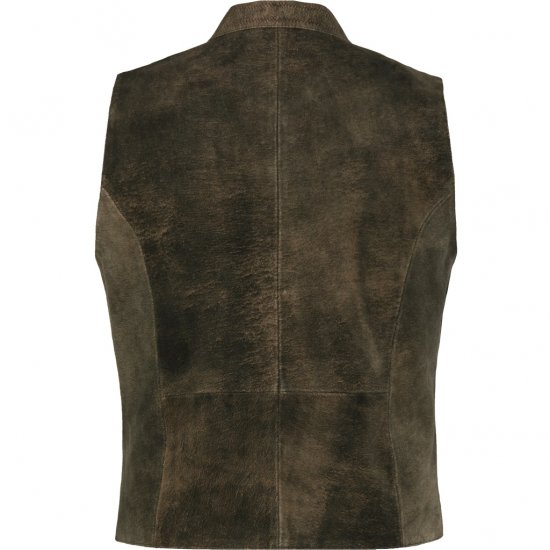 jP1880 Finest Goat Suede Traditional Vest Dark Brown - Trachten & Oktoberfest - Tenues Oktoberfest en grandes tailles (Trachten)