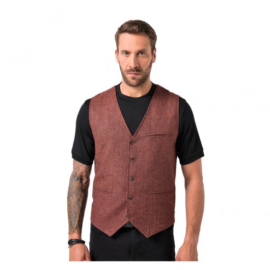JP1880 Tweed Waistcoat Wool Brick Red - Gilets sans manches - Gilets grandes tailles