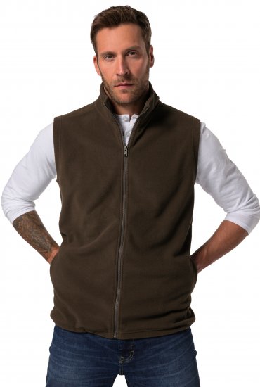 JP1880 Fleece Vest Stand-up Collar Brown - Vestes - Vestes Homme Grandes Tailles