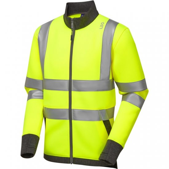 Leo Arganite Ecoviz Zipped Sweatshirt Hi-Vis Yellow - Vêtements de travail - Vêtements de travail grandes tailles