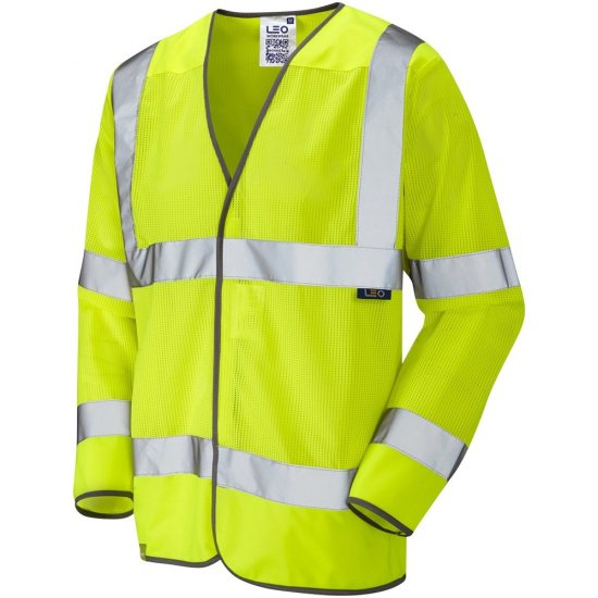 Leo Fremington Ecoviz Mesh Sleeved Waistcoat Hi-Vis Yellow - Vêtements de travail - Vêtements de travail grandes tailles