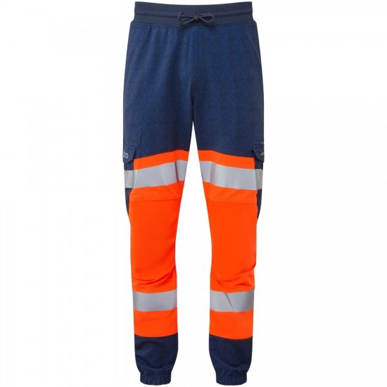 Leo Hawkridge Ecoviz High Performance 4X Stretch Trouser Hi-Vis Orange/Navy Print - Vêtements de travail - Vêtements de travail grandes tailles